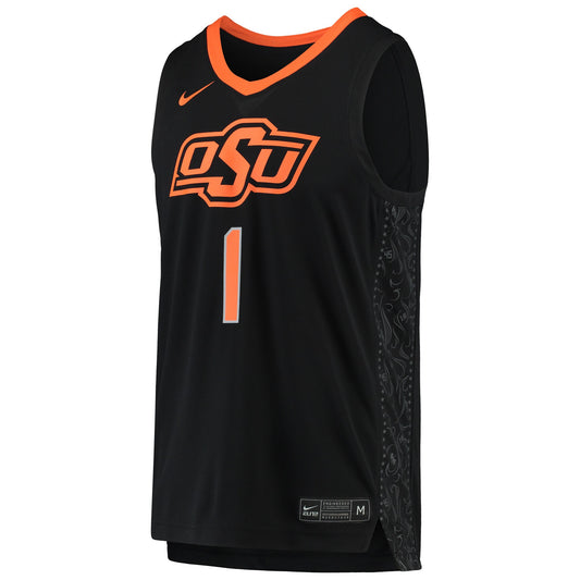#1 Oklahoma State Cowboys Nike Team Replica Basketball Jersey - Black