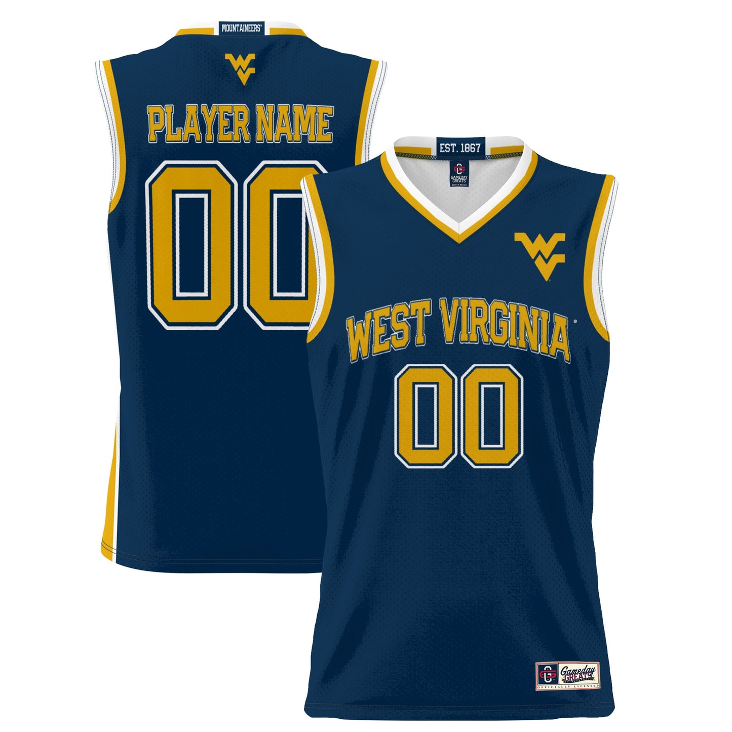 West Virginia Mountaineers GameDay Greats Unisex  Lightweight NIL Pick-A-Player Women's Basketball Jersey - Gold