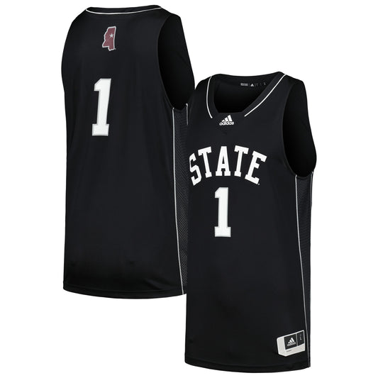#1 Mississippi State Bulldogs adidas Swingman Basketball Jersey - Black