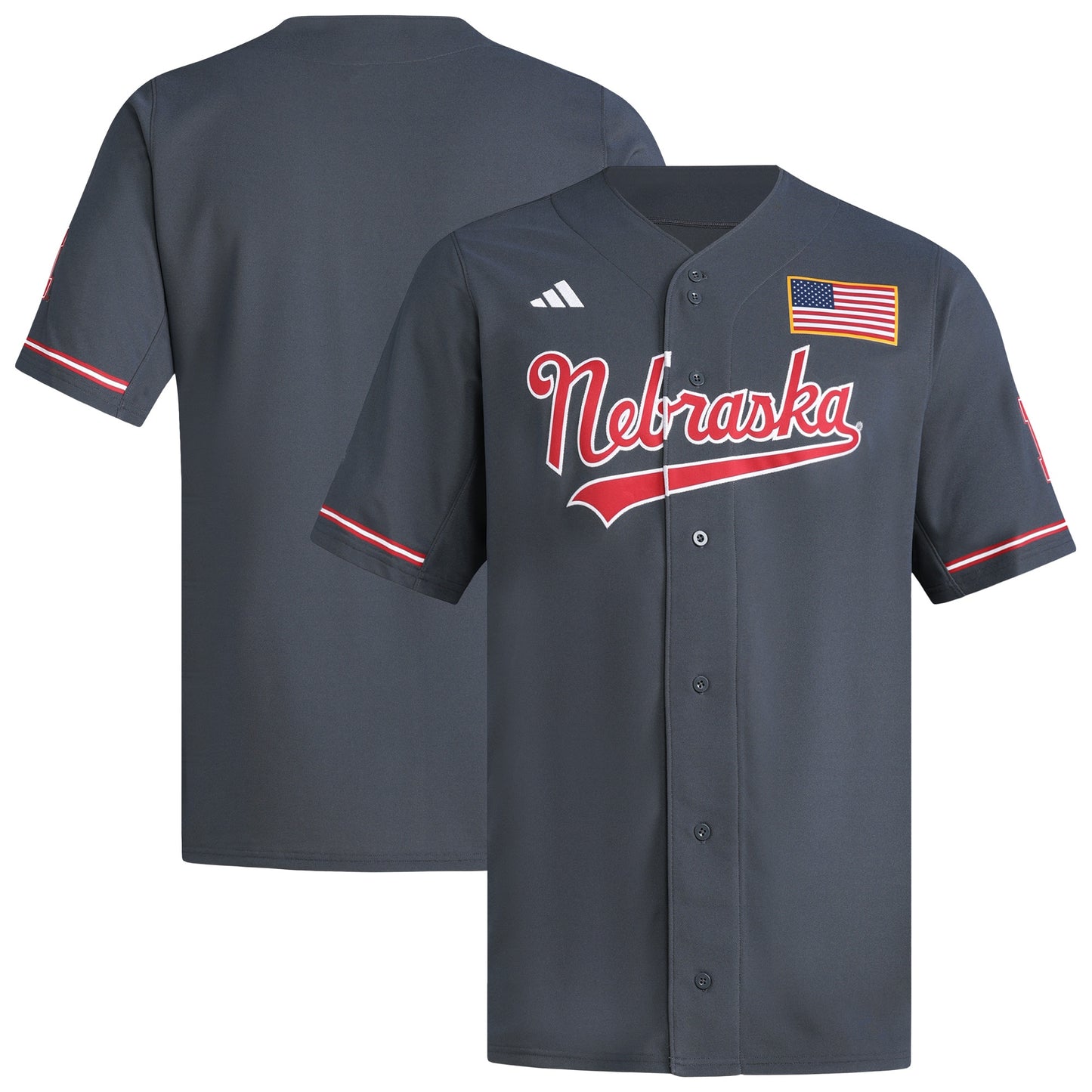 Nebraska Huskers adidas Replica Baseball Jersey - Gray