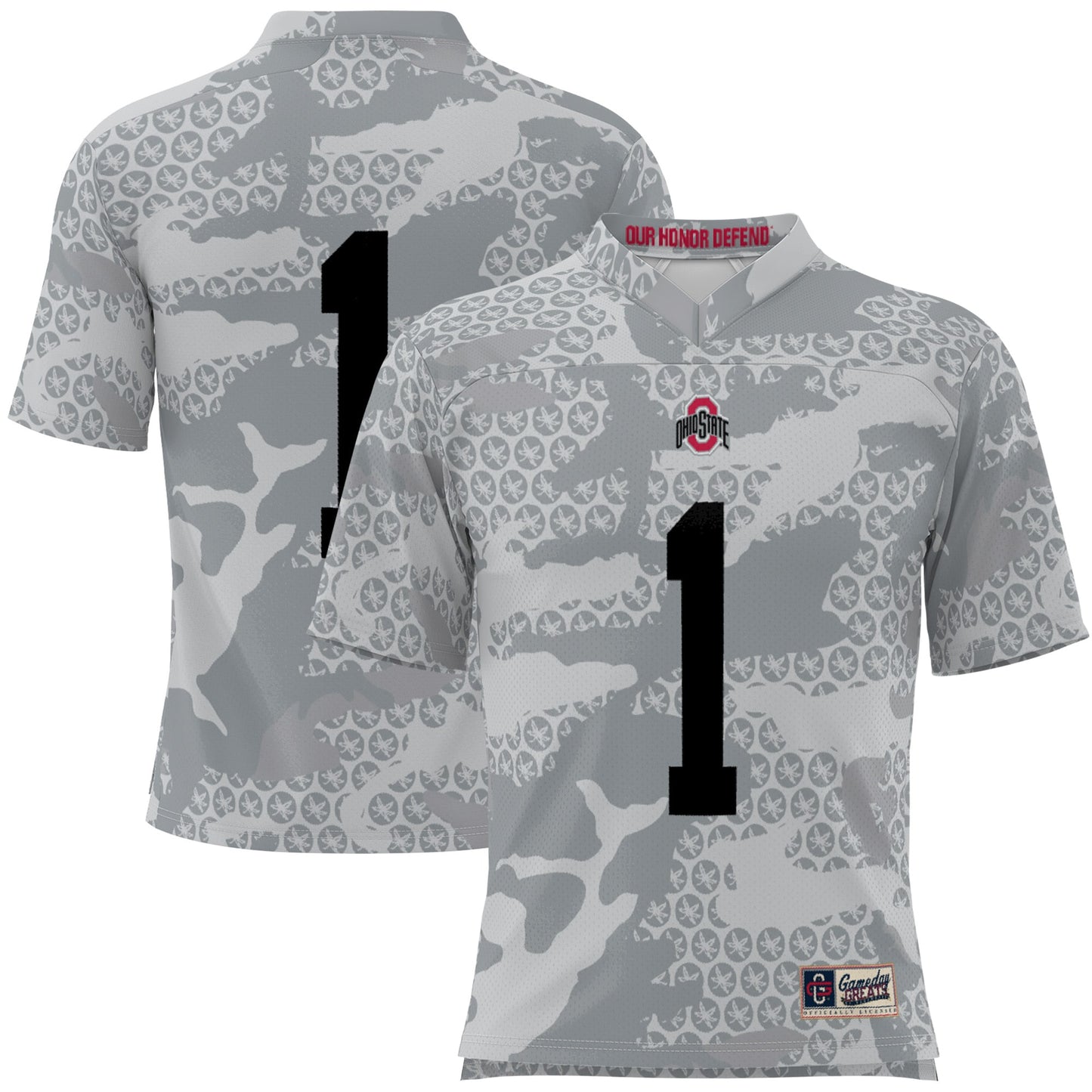 #1 Ohio State Buckeyes GameDay Greats Camo Football Jersey - Scarlet