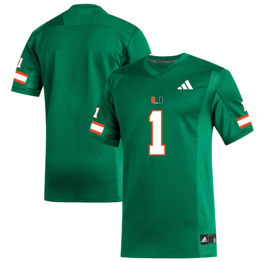 #1 Miami Hurricanes adidas Replica Football Jersey - Green