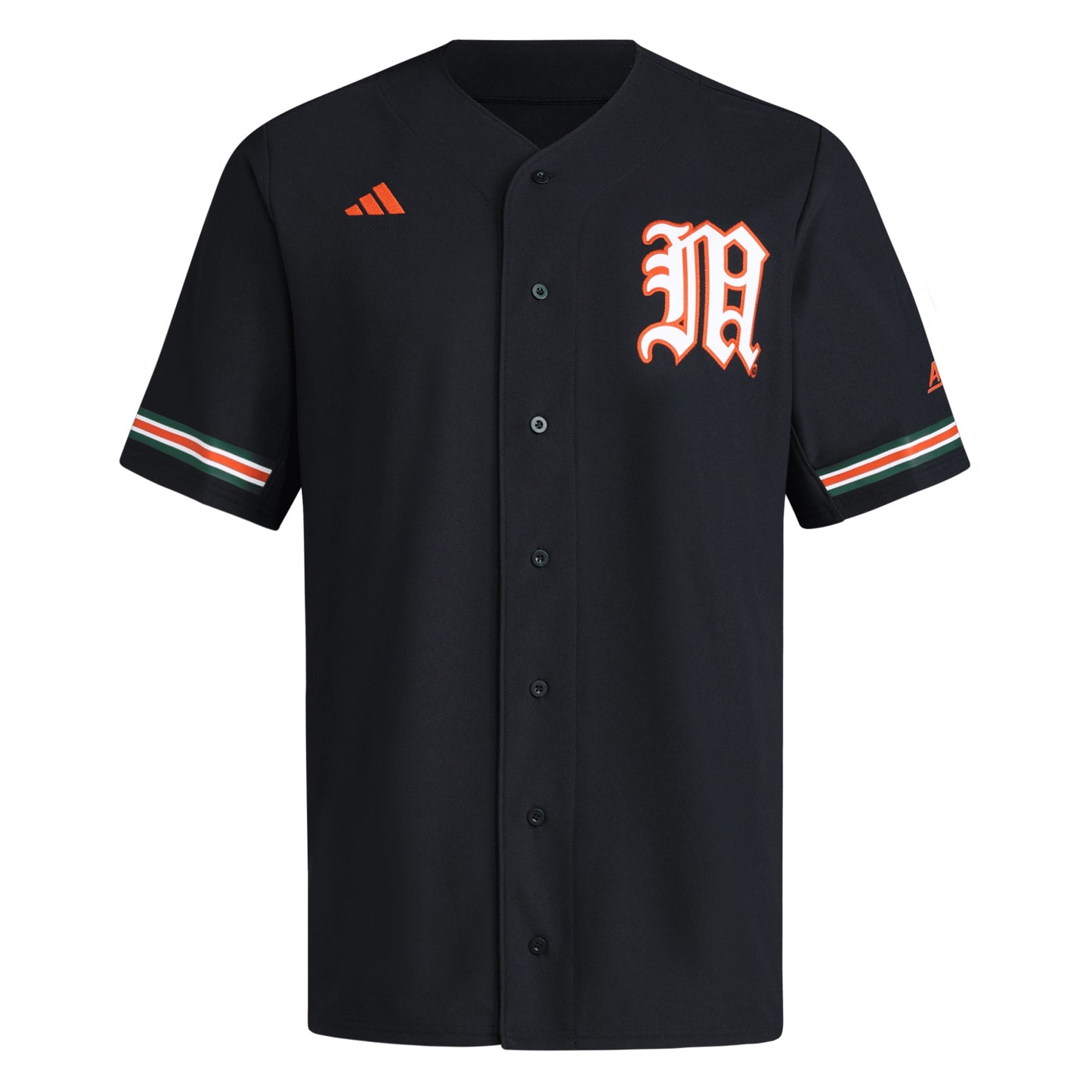 Miami Hurricanes adidas V-Neck Baseball Jersey - Black