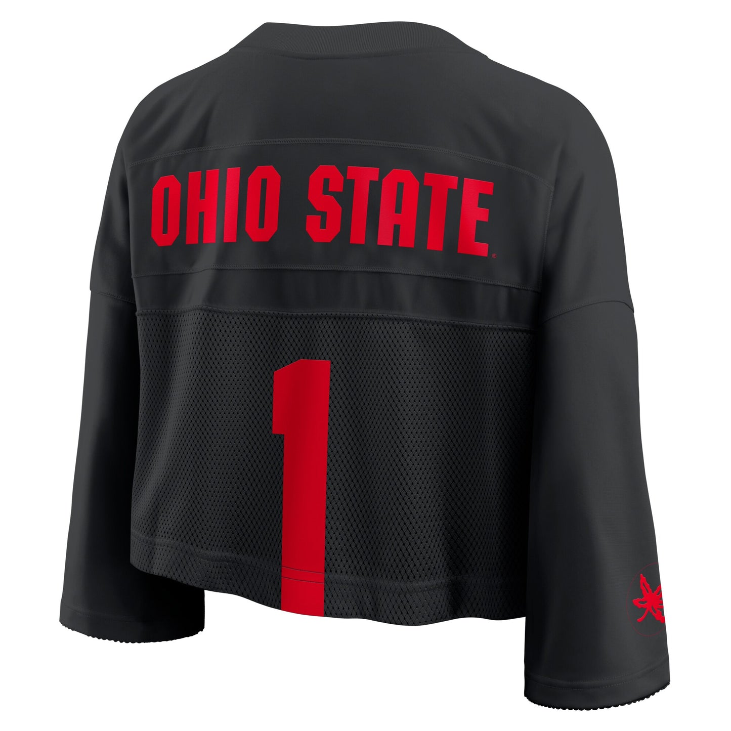 Ohio State Buckeyes Nike Women's Cropped Mesh Dri-FIT Fashion Jersey - Black